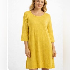 $198 Eileen Fisher Bright Yellow Organic Linen Scoop Neck Top XL NWT